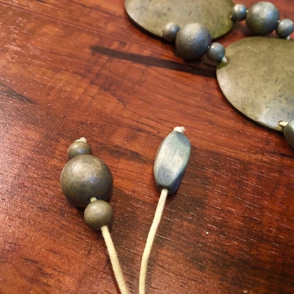 Vintage BoHo Hippie Festival CHIC Green Wooden Beaded Disc Sache Tie Bel… main image 4